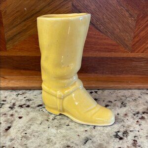 Playful Yellow Cowboy Boot Vase